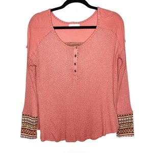 Altar’d State Peach Waffle Knit Top Sz S
